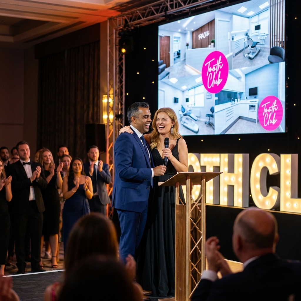 Kunal and Rebekah on stage